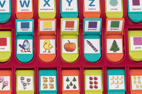 A red ABC learning toy for toddlers and kids.