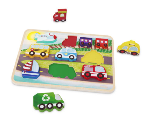 Colorful vehicle-themed puzzle for kids