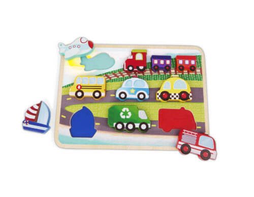 Chunky vehicle puzzle for toddlers and kids.